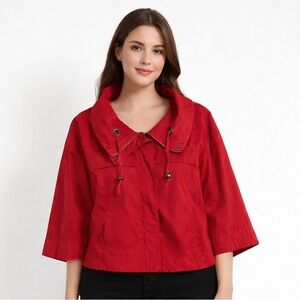 New Directions Red Lightweight Jacket Zip Front Size L